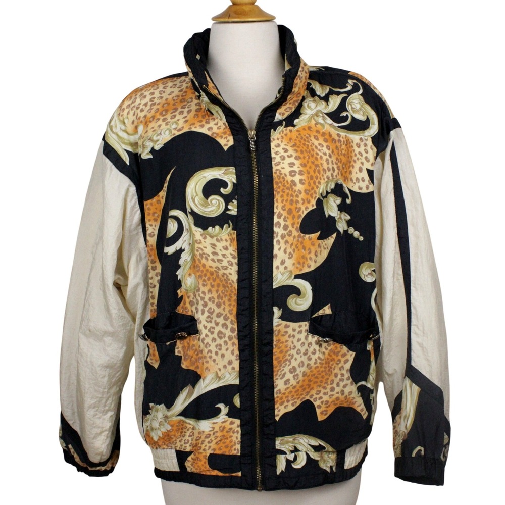 Vintage East West Oversized Leopard Baroque Jacket Womens M Mob Wife 90s